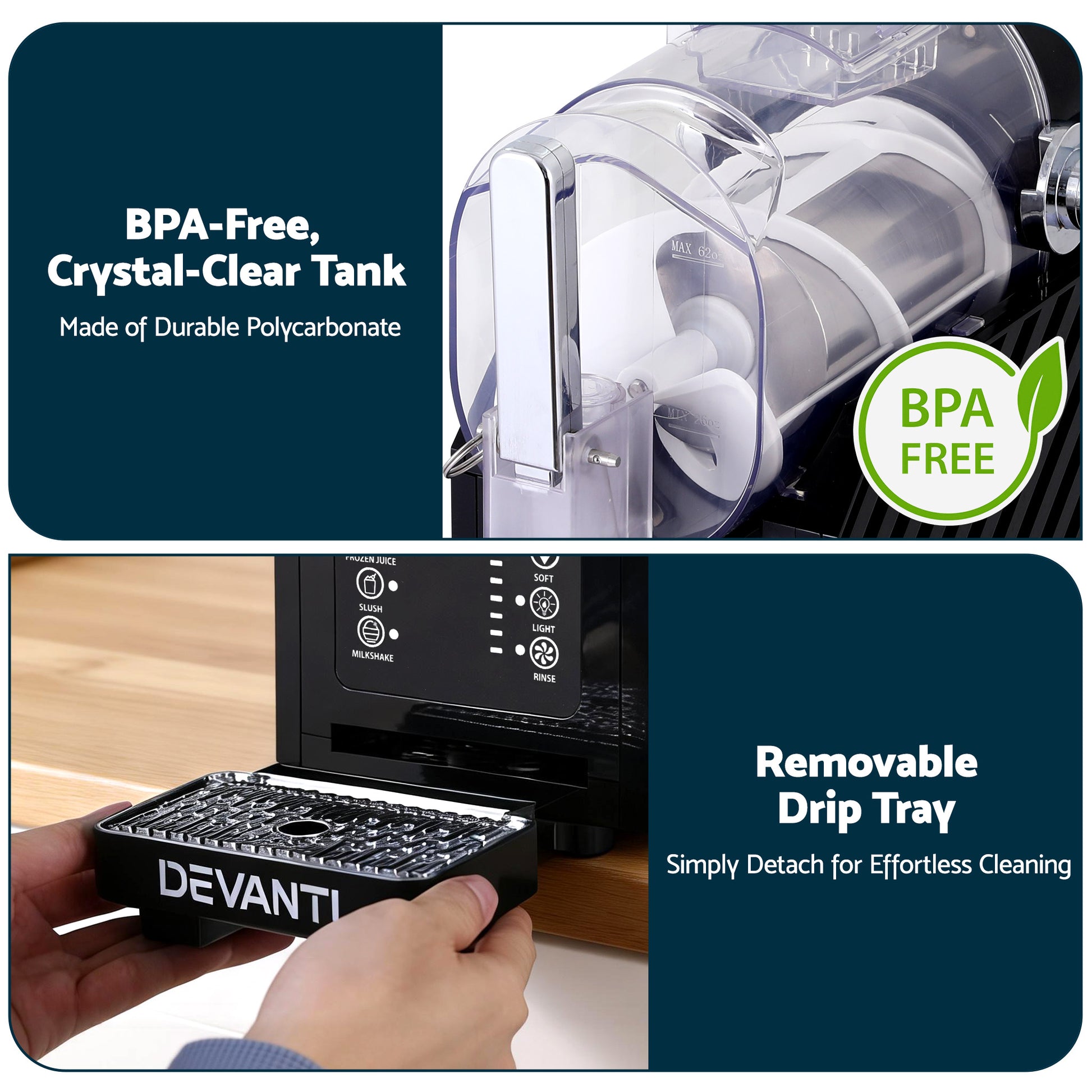 Devanti 1.8L Slushie Machine Maker Frozen Smoothies Milkshakes Black-7