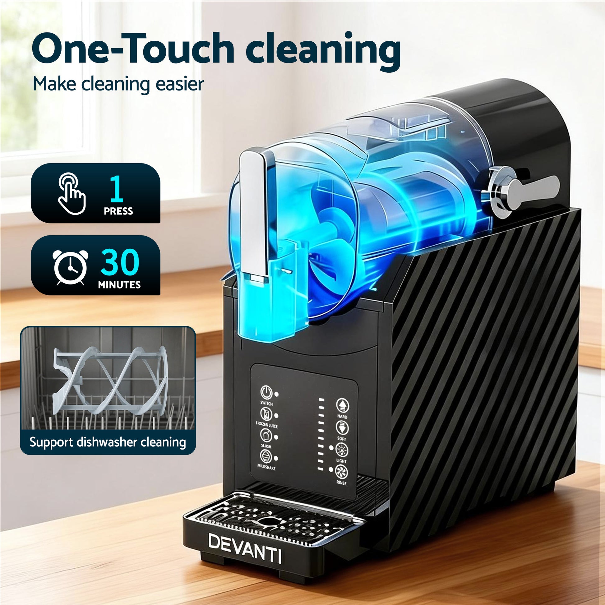 Devanti 1.8L Slushie Machine Maker Frozen Smoothies Milkshakes Black-8