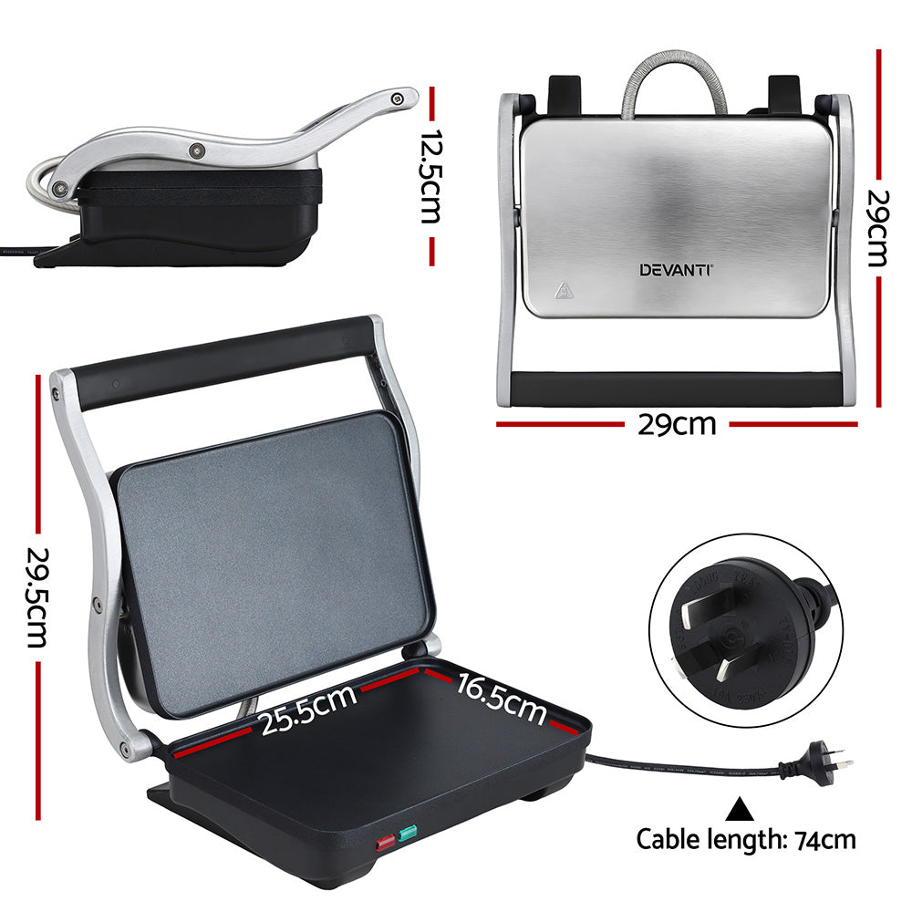 Devanti 3 in 1 Sandwich Maker Steak Press Grill 1000W-2