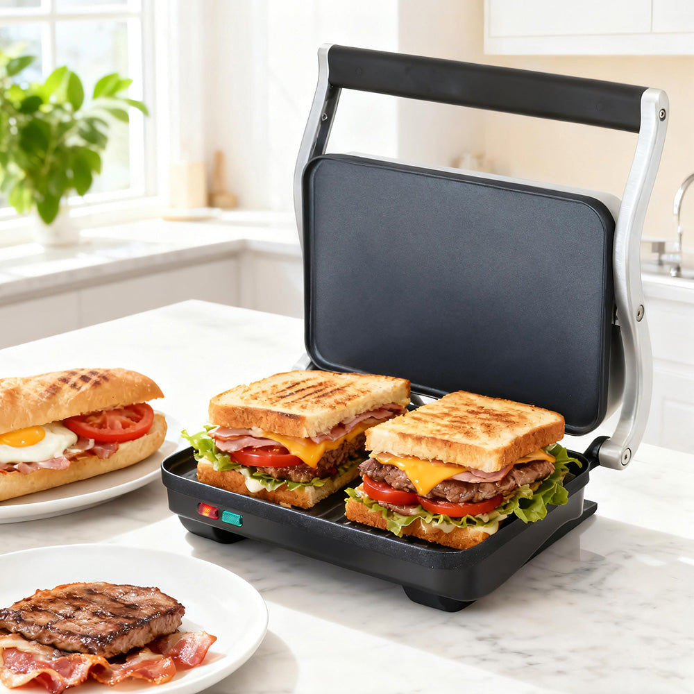 Devanti 3 in 1 Sandwich Maker Steak Press Grill 1000W-0