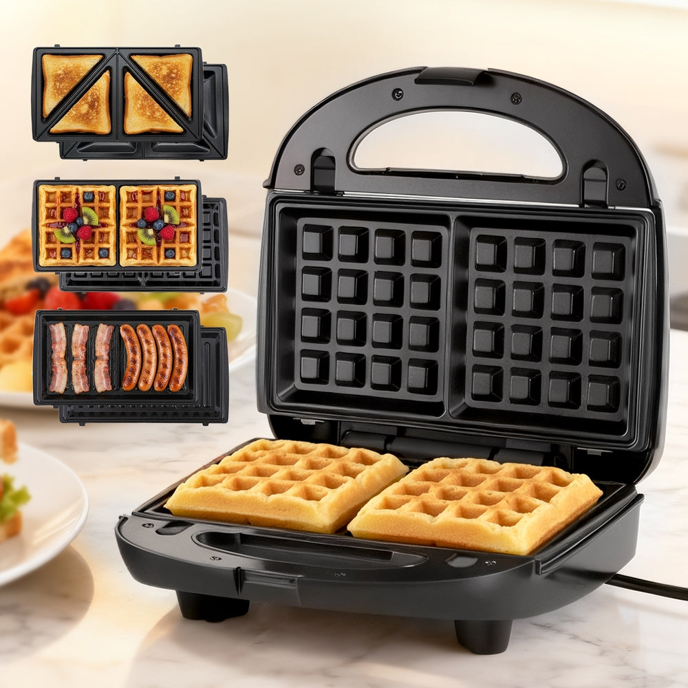 Devanti 3-in-1 Sandwich Press Waffle Maker Panini Press Grill 850W-6