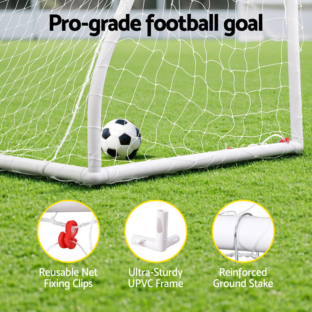 Everfit 12FT Soccer Football Goal Net UPVC Frame with PE Mesh Weatherproof Portable Goals for Backyard Training Competitive Play-3
