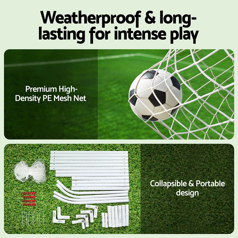 Everfit 12FT Soccer Football Goal Net UPVC Frame with PE Mesh Weatherproof Portable Goals for Backyard Training Competitive Play-4