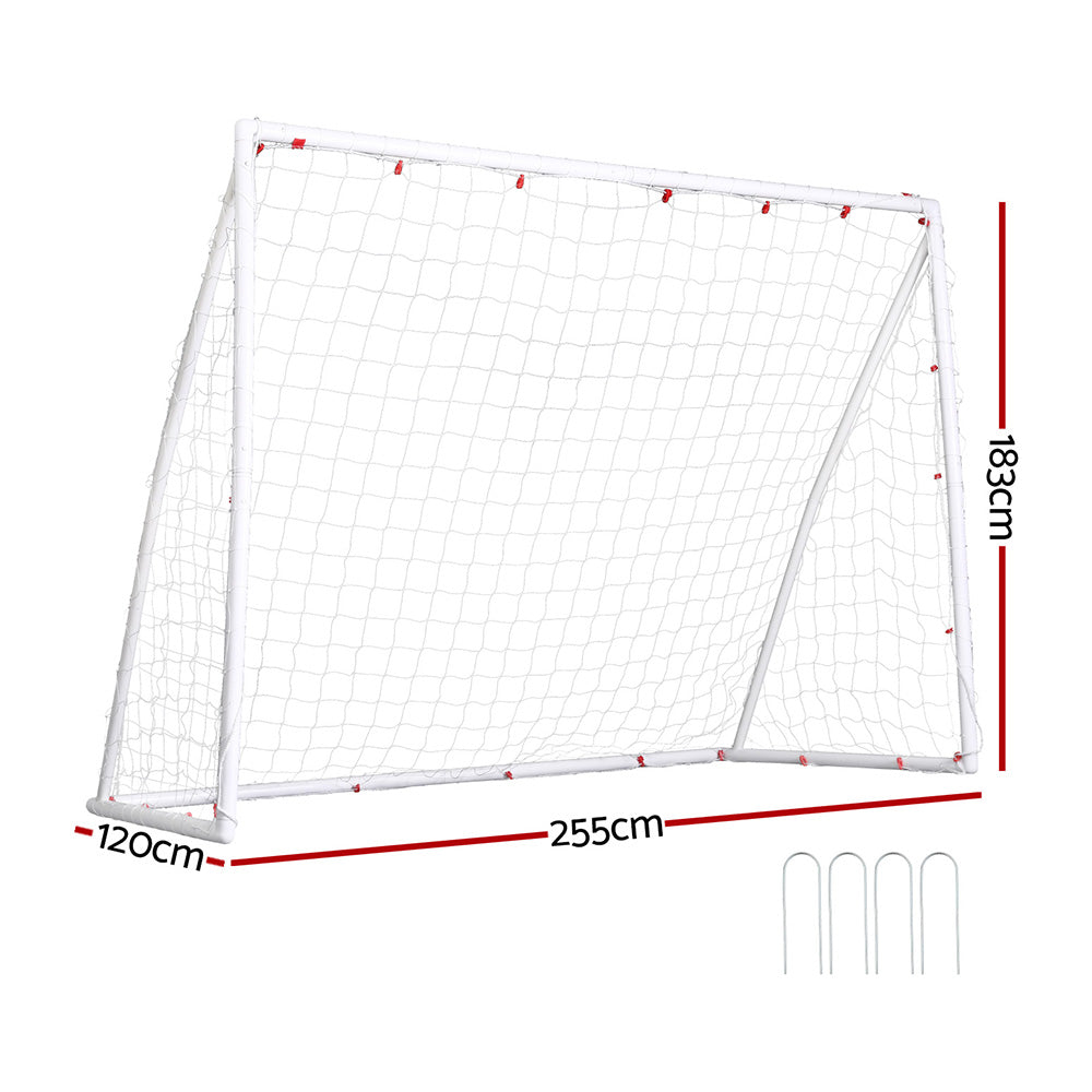 Everfit 8FT Soccer Football Goal Net UPVC Frame with PE Mesh Weatherproof Portable Goals for Backyard Training Competitive Play-1