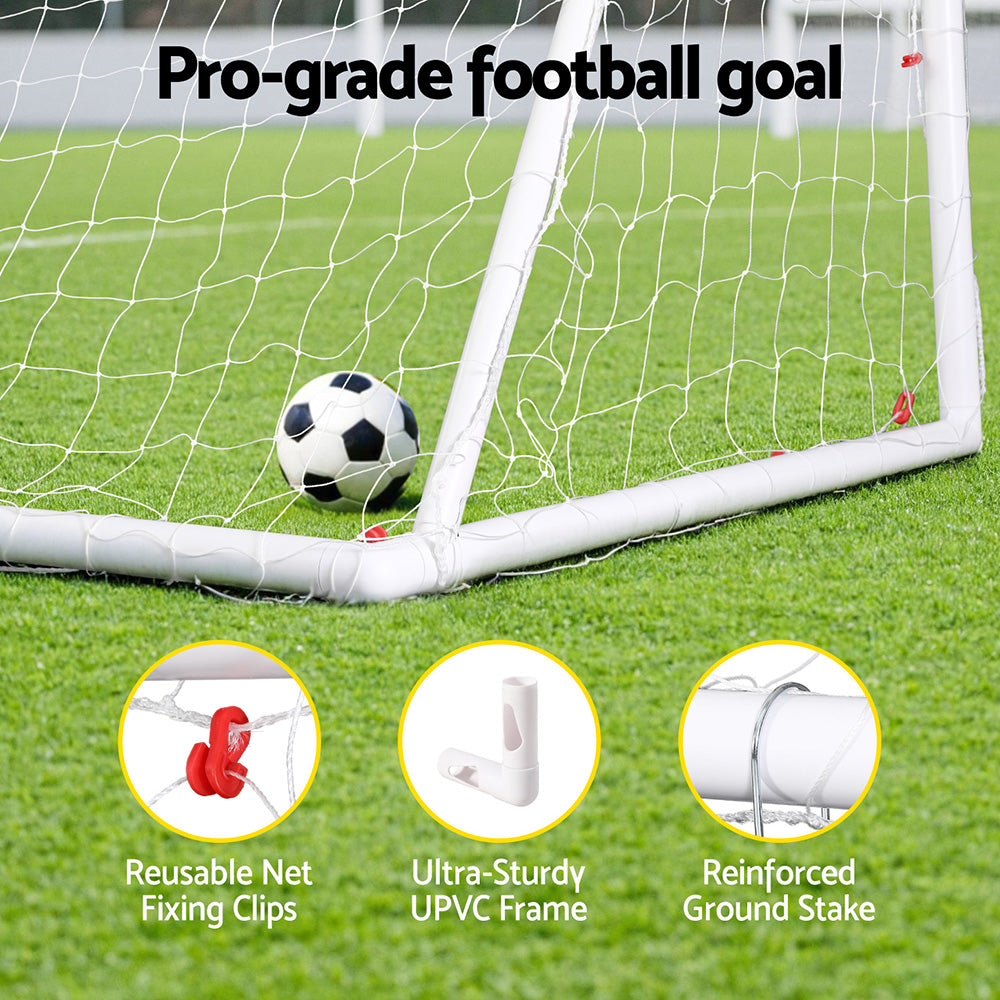 Everfit 8FT Soccer Football Goal Net UPVC Frame with PE Mesh Weatherproof Portable Goals for Backyard Training Competitive Play-3