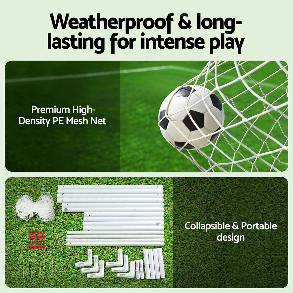 Everfit 8FT Soccer Football Goal Net UPVC Frame with PE Mesh Weatherproof Portable Goals for Backyard Training Competitive Play-4