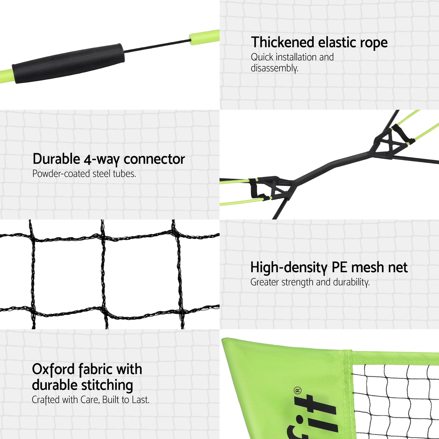 Everfit 3M Badminton Tennis Net Portable Volleyball Kit Yellow-4