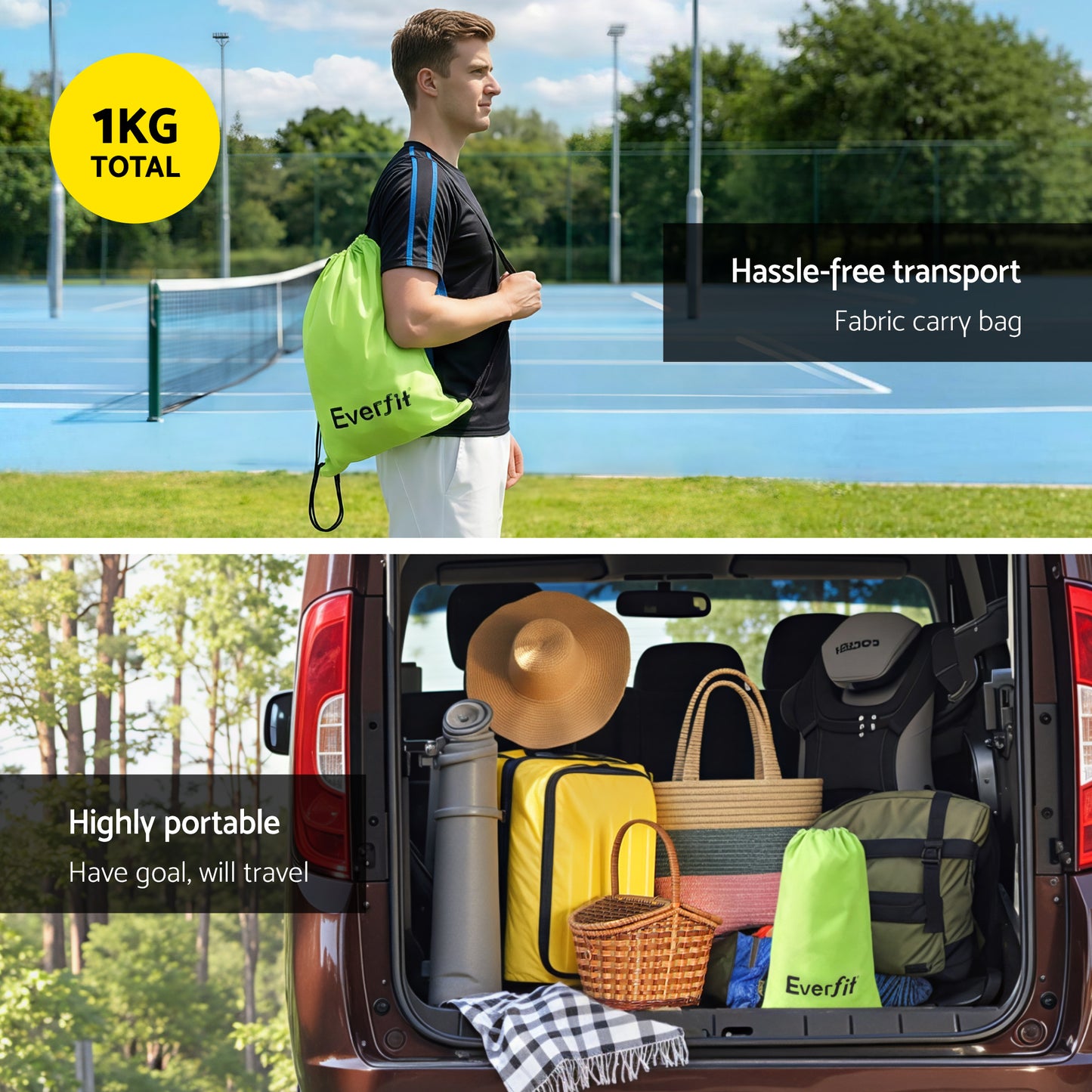 Everfit 3M Badminton Tennis Net Portable Volleyball Kit Yellow-6