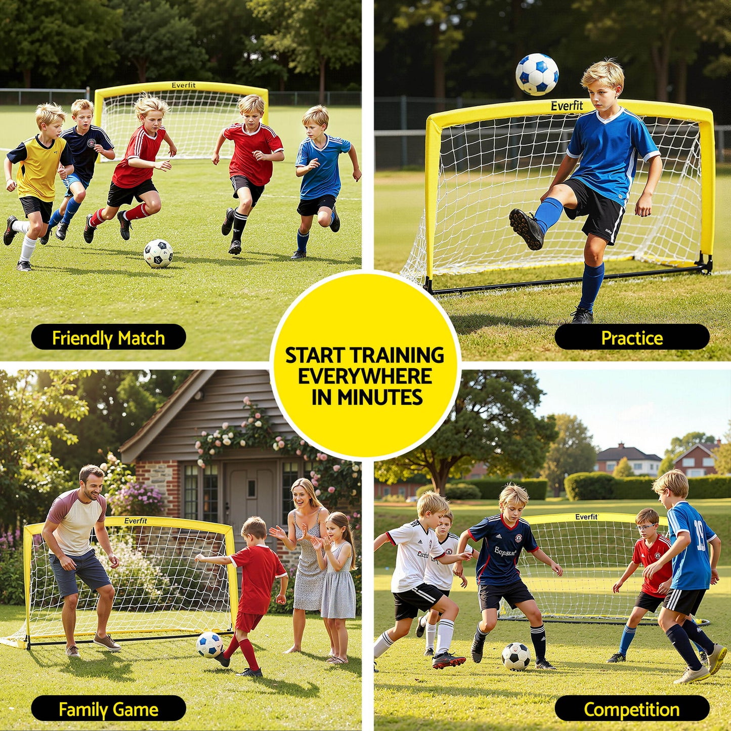 Everfit 2m Football Soccer Net Portable Goal Net Rebounder Sports Training-3