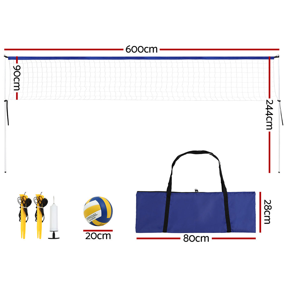 Everfit 6M Portable Volleyball Net Set Adjustable Height Multi-Sport Net with Ball and Bag-1