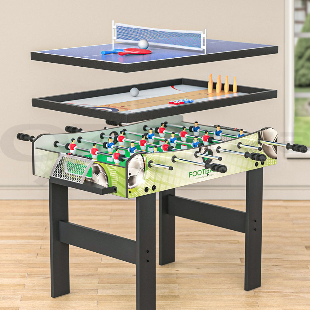 4-in-1 Games Table Soccer Foosball Table Tennis Bowling Shuffleboard Party Gift-4