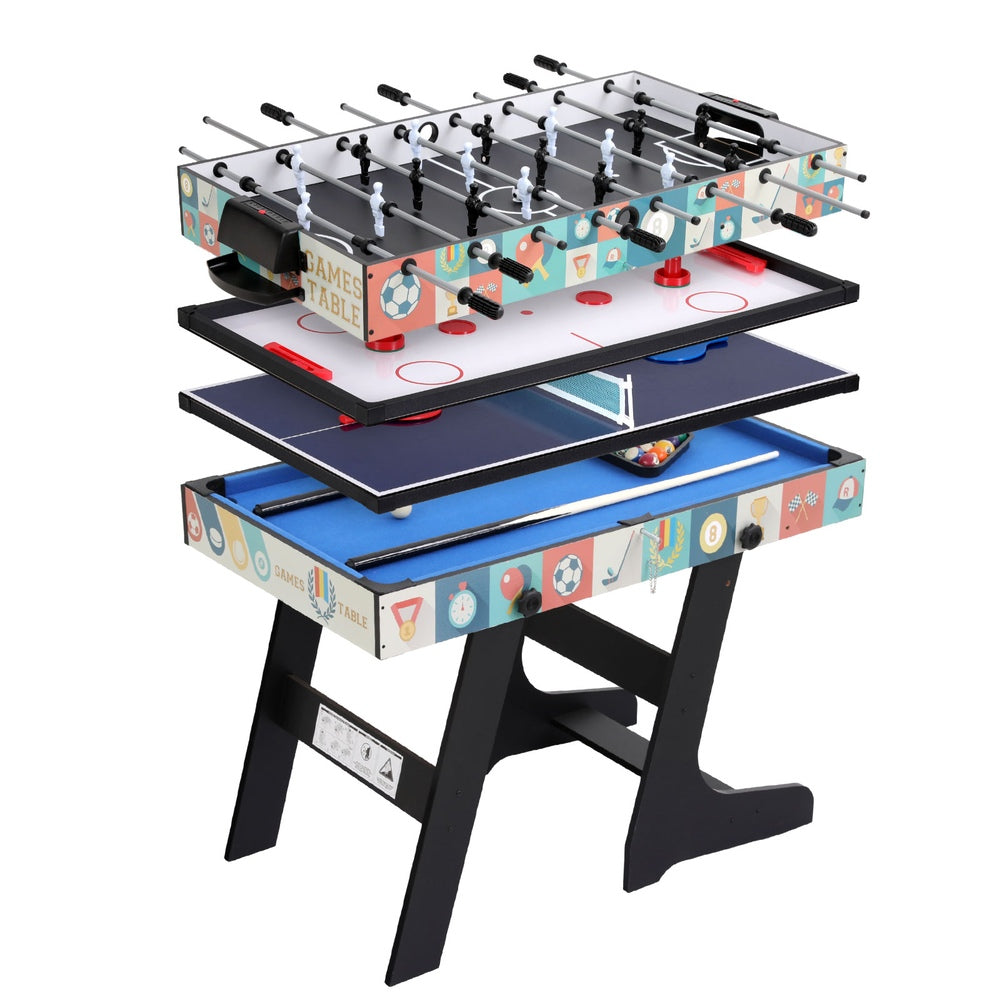 4-in-1 Soccer Table Foldable Game Foosball Table Tennis Pool Hockey-0