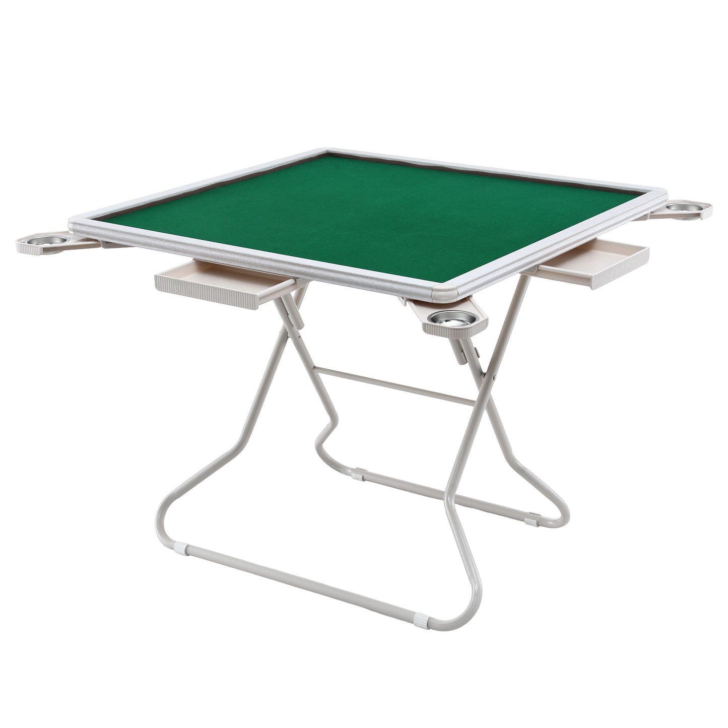 Folding Mahjong Table for Home with 4 Drawers and Cup Holders Green-0