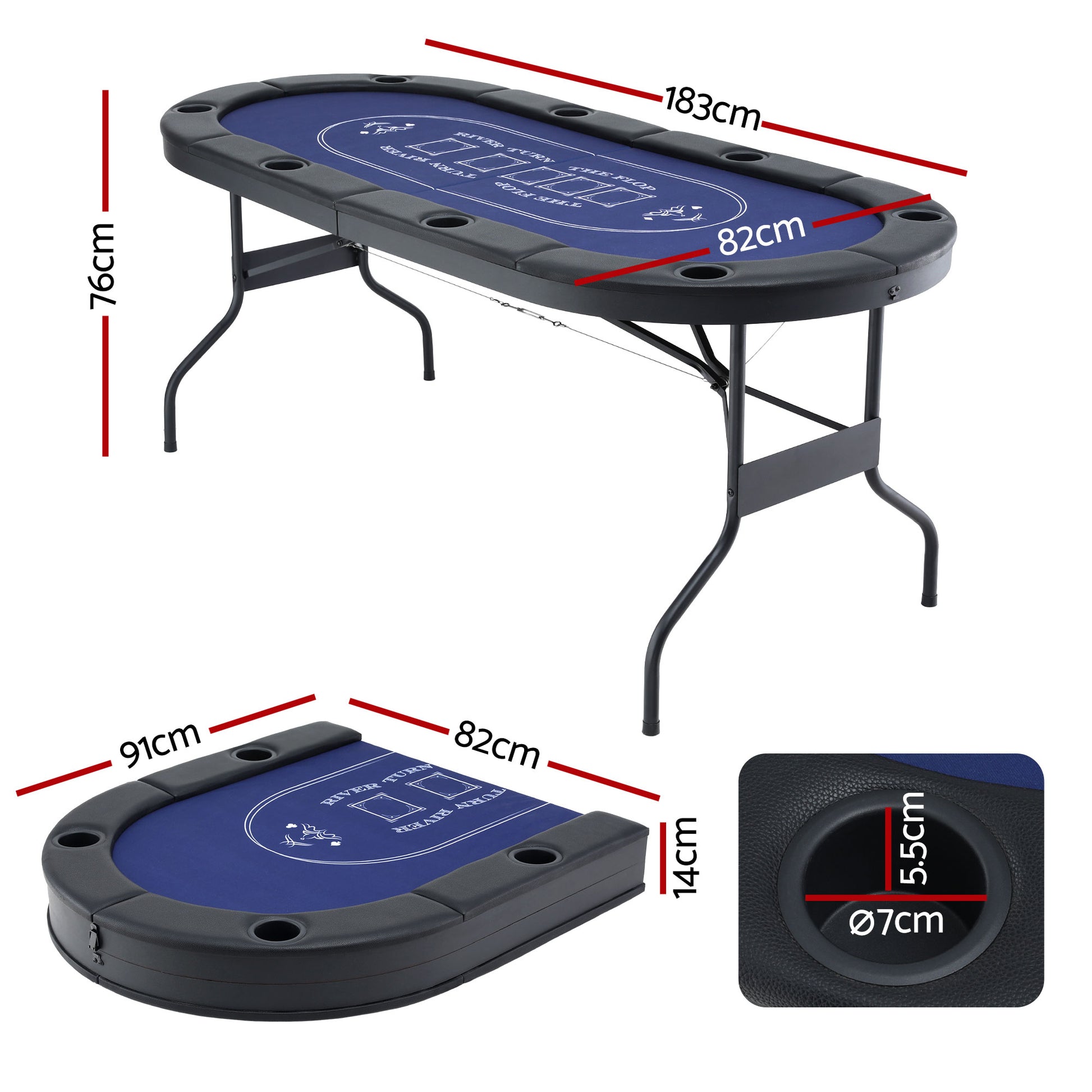 Poker Table Top Folding Poker Table 8 Player 183cm-1