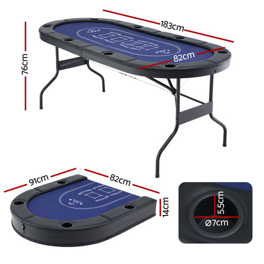 Poker Table Top Folding Poker Table 8 Player 183cm-1