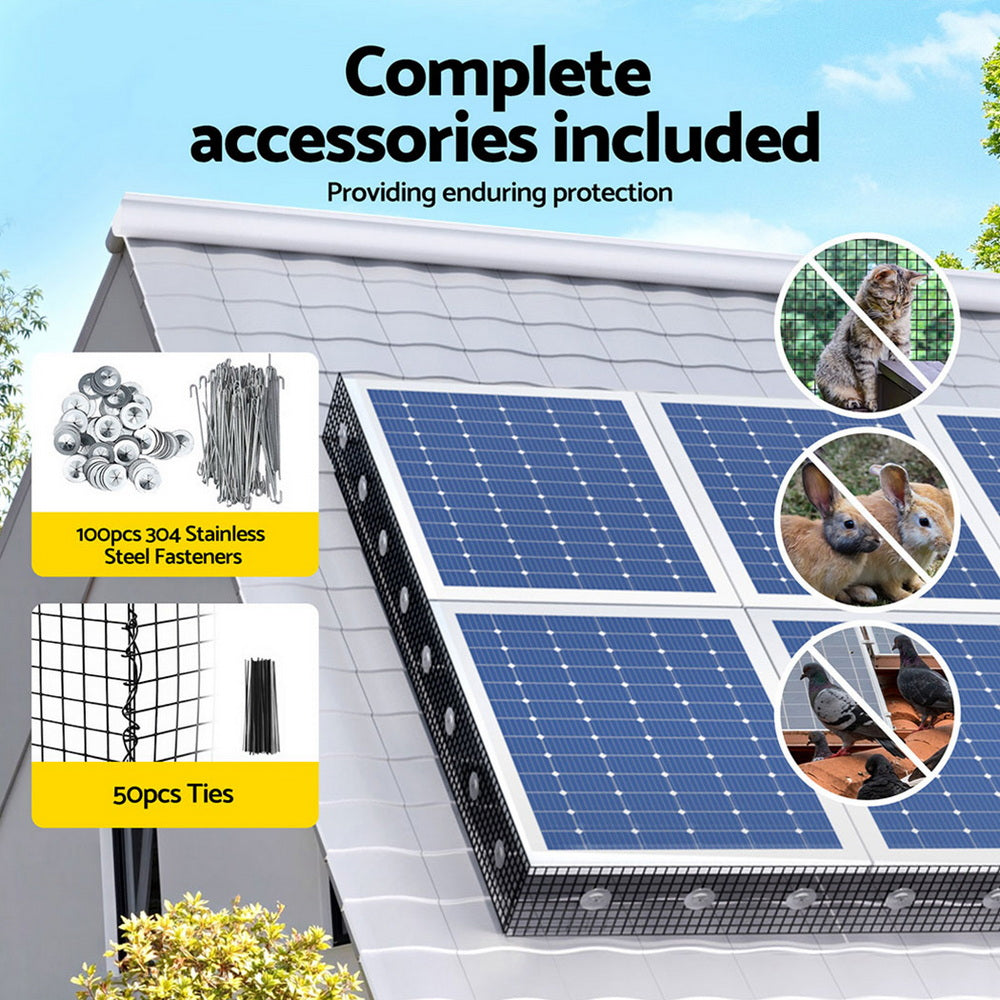 Gardeon 20cm x 30M Solar Panel Bird Guard Mesh Critter Guard Roll Kit with Rust-Proof PVC Coating-4