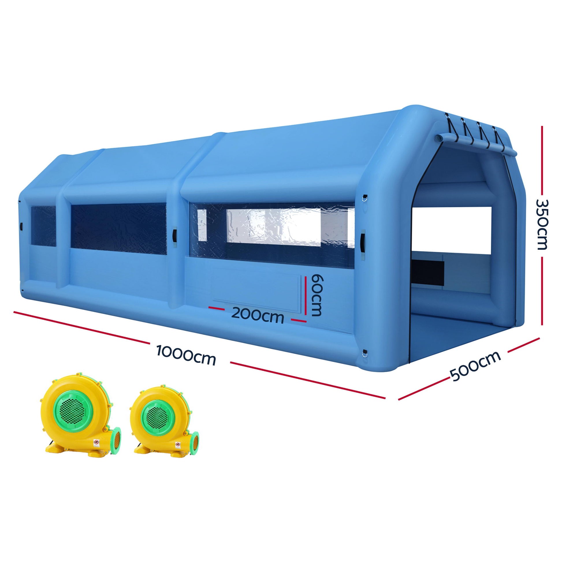 Giantz Inflatable Spray Booth Car Paint Tent 1000X500X350cm 2 Blowers Filter Mobile Garage Workstation-1