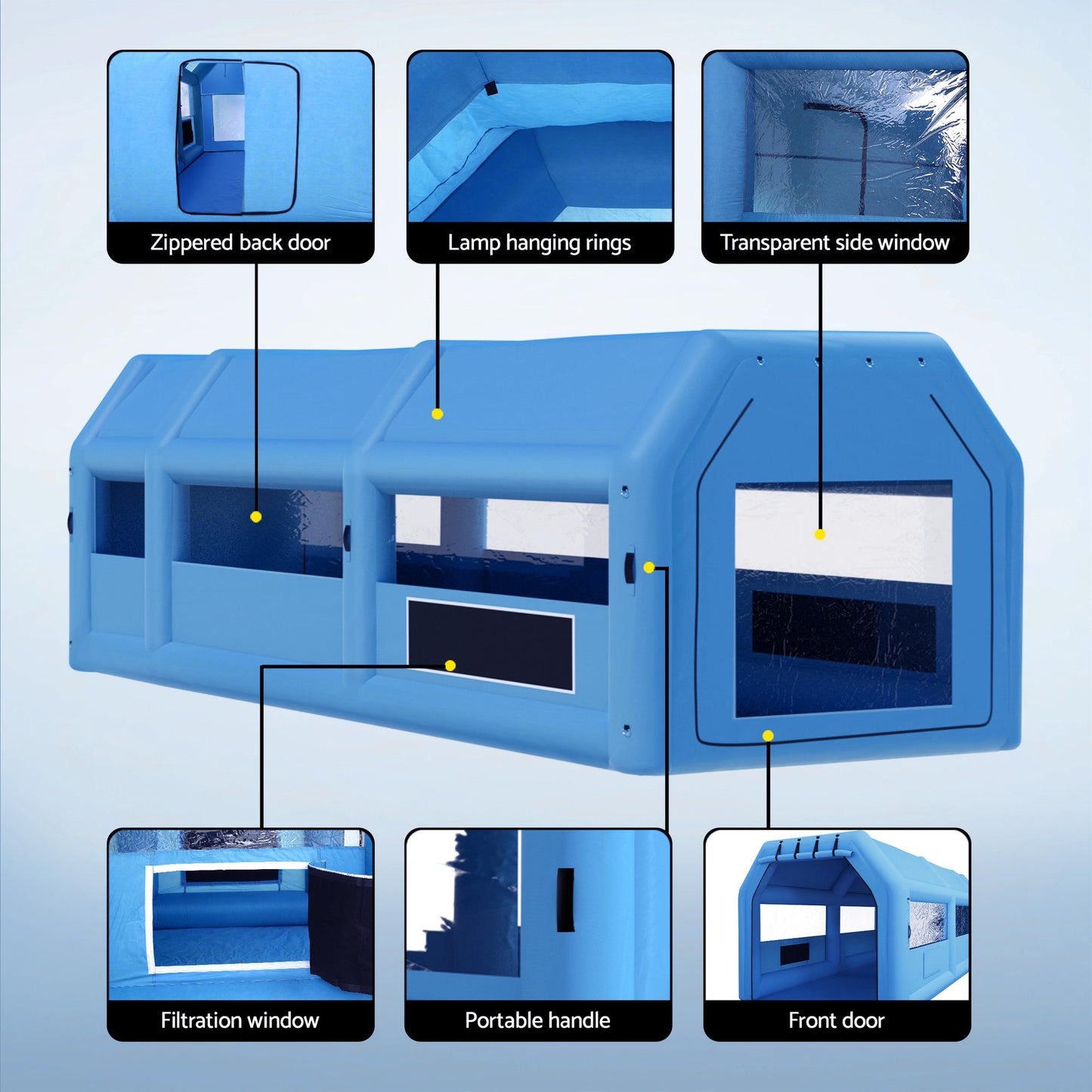 Giantz Inflatable Spray Booth Car Paint Tent 1000X500X350cm 2 Blowers Filter Mobile Garage Workstation-3