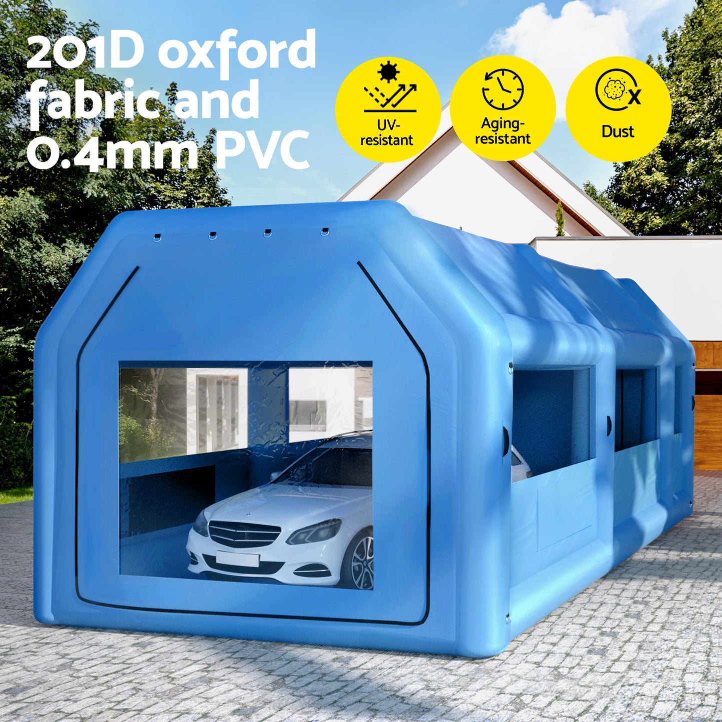 Giantz Inflatable Spray Booth Car Paint Tent 1000X500X350cm 2 Blowers Filter Mobile Garage Workstation-4