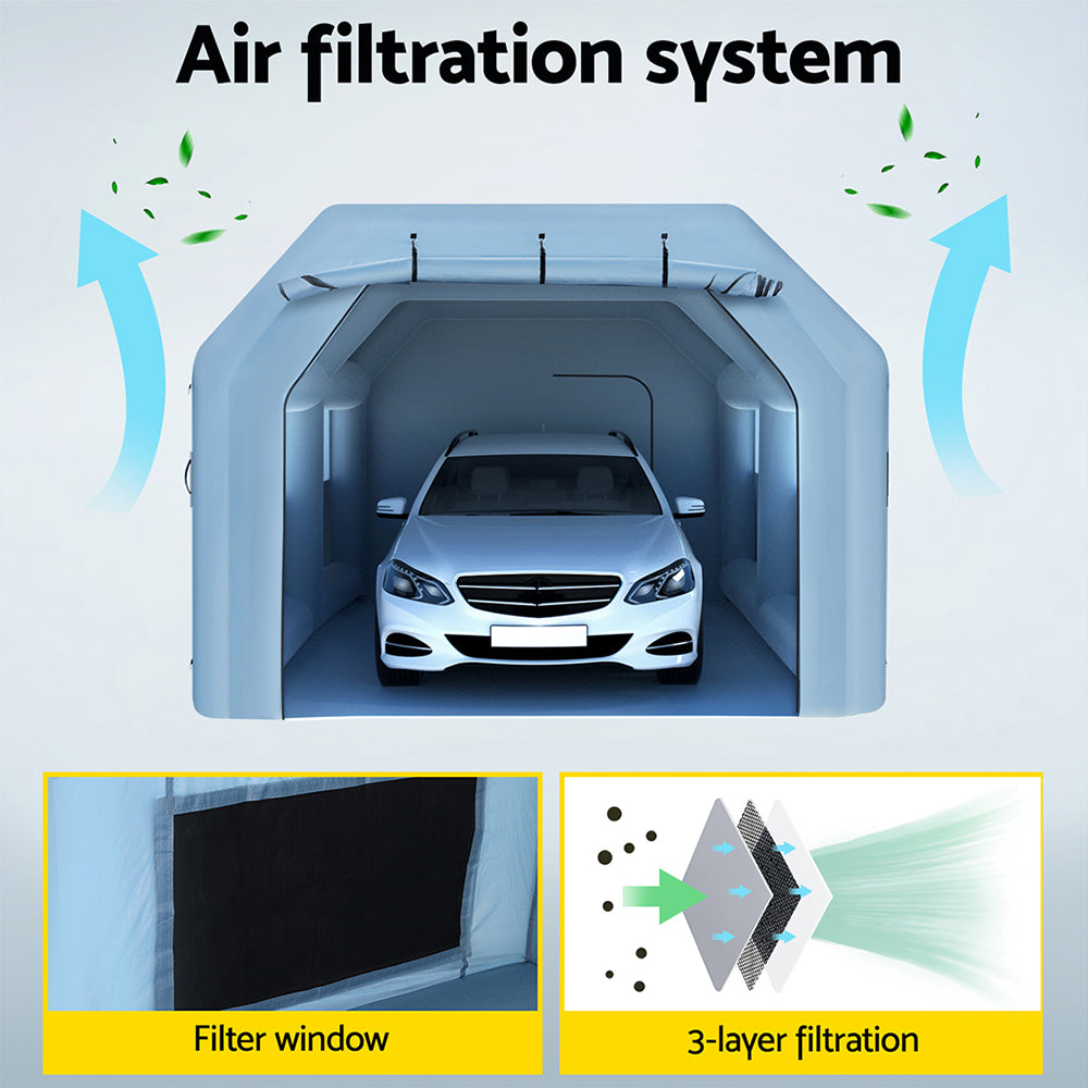 Giantz Inflatable Spray Booth 6X4M Car Paint Tent Filter System Blower-4