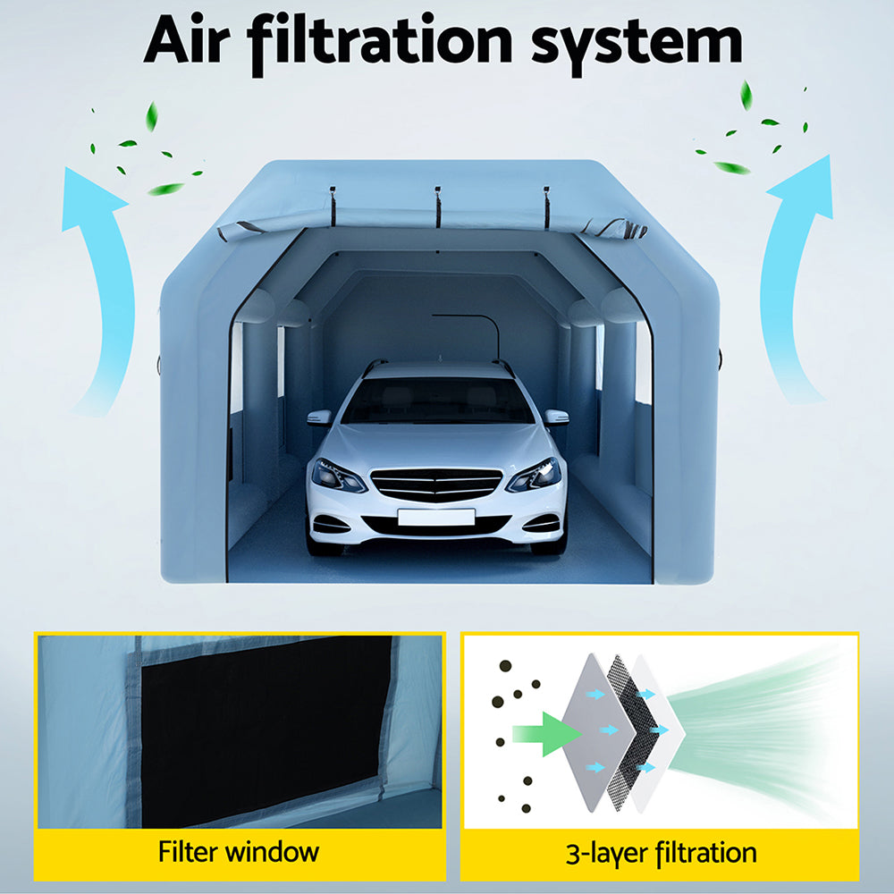 Giantz Inflatable Spray Booth 8.5X4.6M Car Paint Tent Filter System 2 Blowers-4