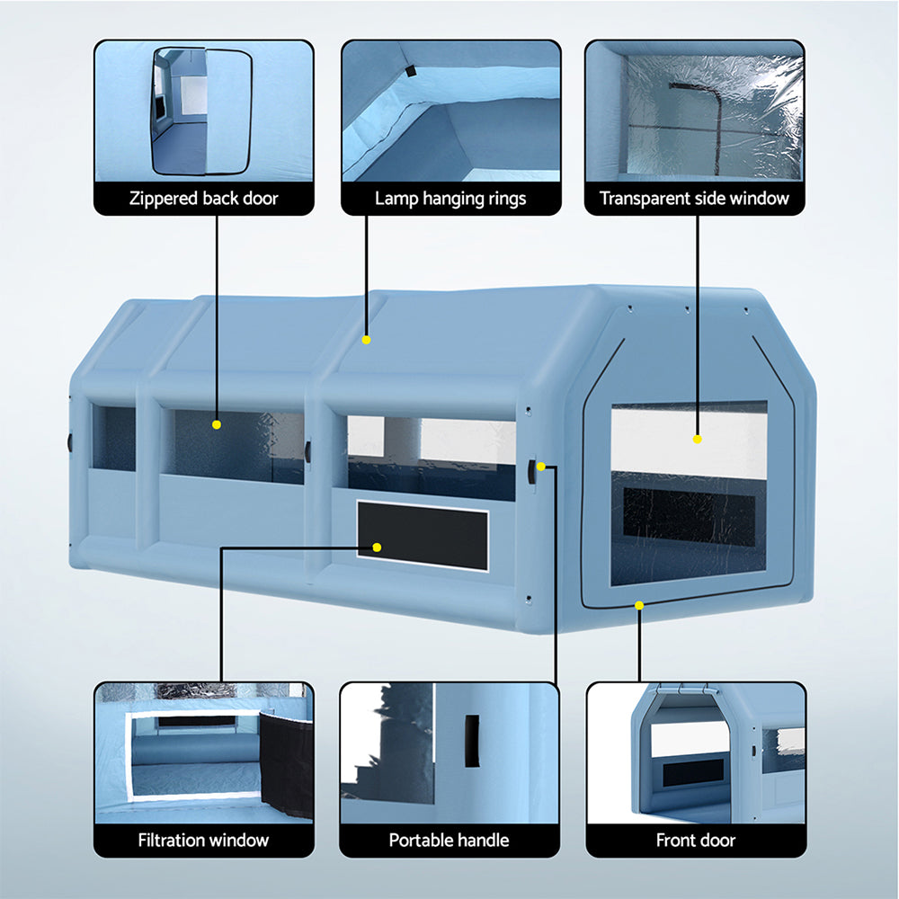 Giantz Inflatable Spray Booth 8.5X4.8M Car Paint Tent Filter System 2 Blowers-2