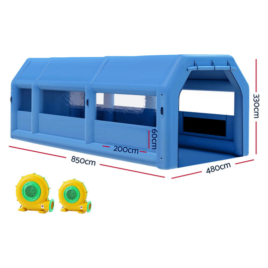 GIANTZ Inflatable Spray Booth Car Paint Tent 8.5x4.8m 2 Blowers Filter Mobile Garage Workstation-1