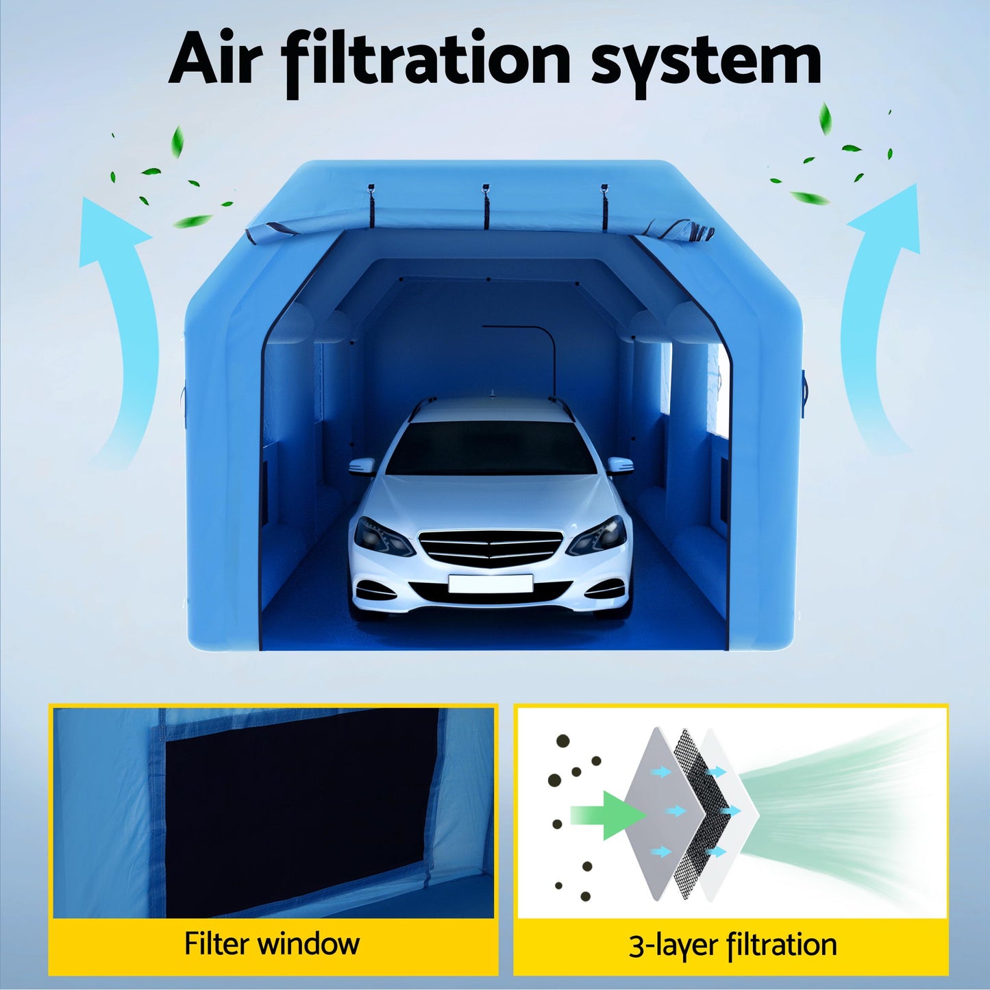 GIANTZ Inflatable Spray Booth Car Paint Tent 8.5x4.8m 2 Blowers Filter Mobile Garage Workstation-5