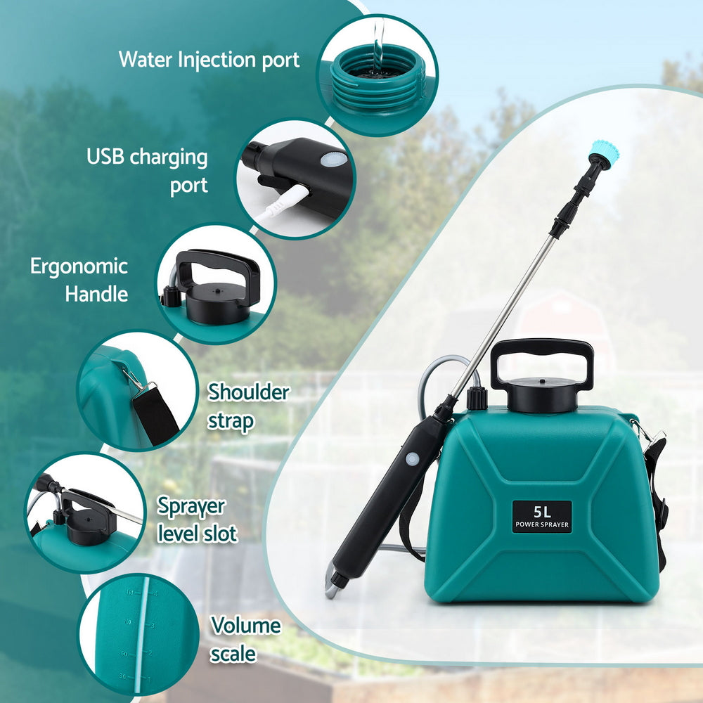 Giantz Weed Sprayer Garden Sprayer USB Charging Electric Shoulder Sprayer 5L-3