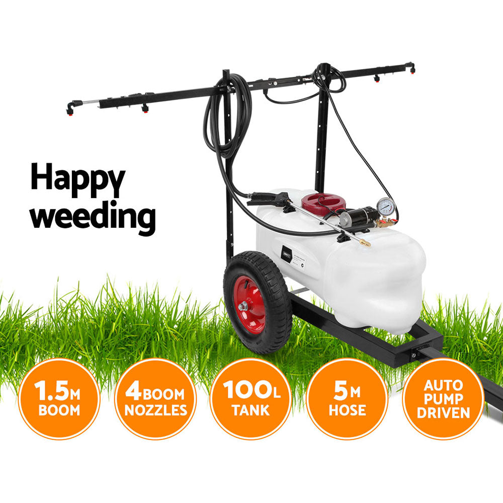 Giantz Weed Sprayer 100L Trailer 1.5M Boom Garden Spray-3