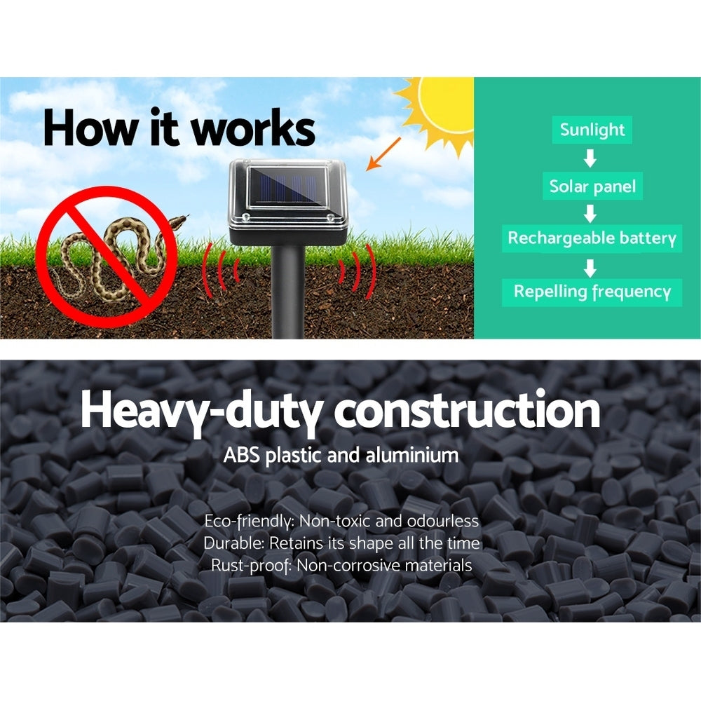 Gardeon Snake Repeller 20X Ultrasonic Solar Powered-3