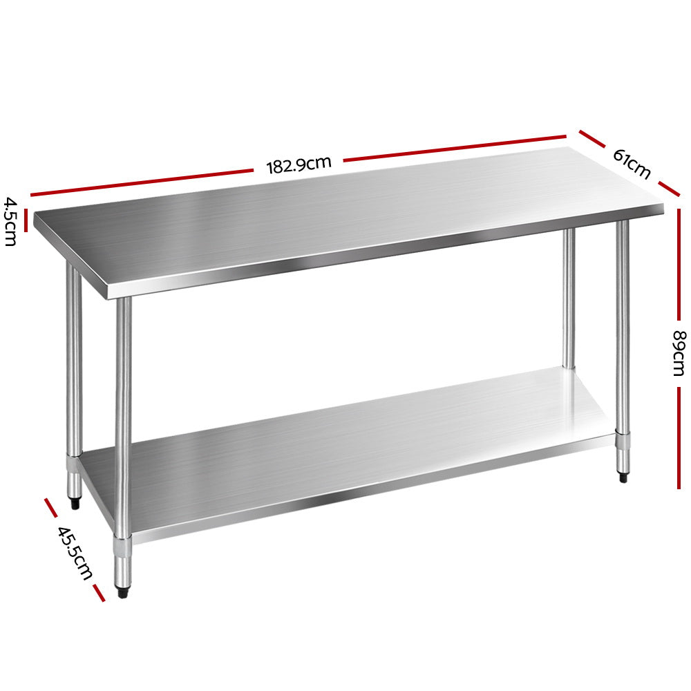 Cefito 1829x610mm Stainless Steel Kitchen Bench 304-1