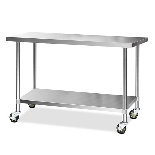 Cefito 1524x610mm Stainless Steel Kitchen Bench with Wheels 304-0