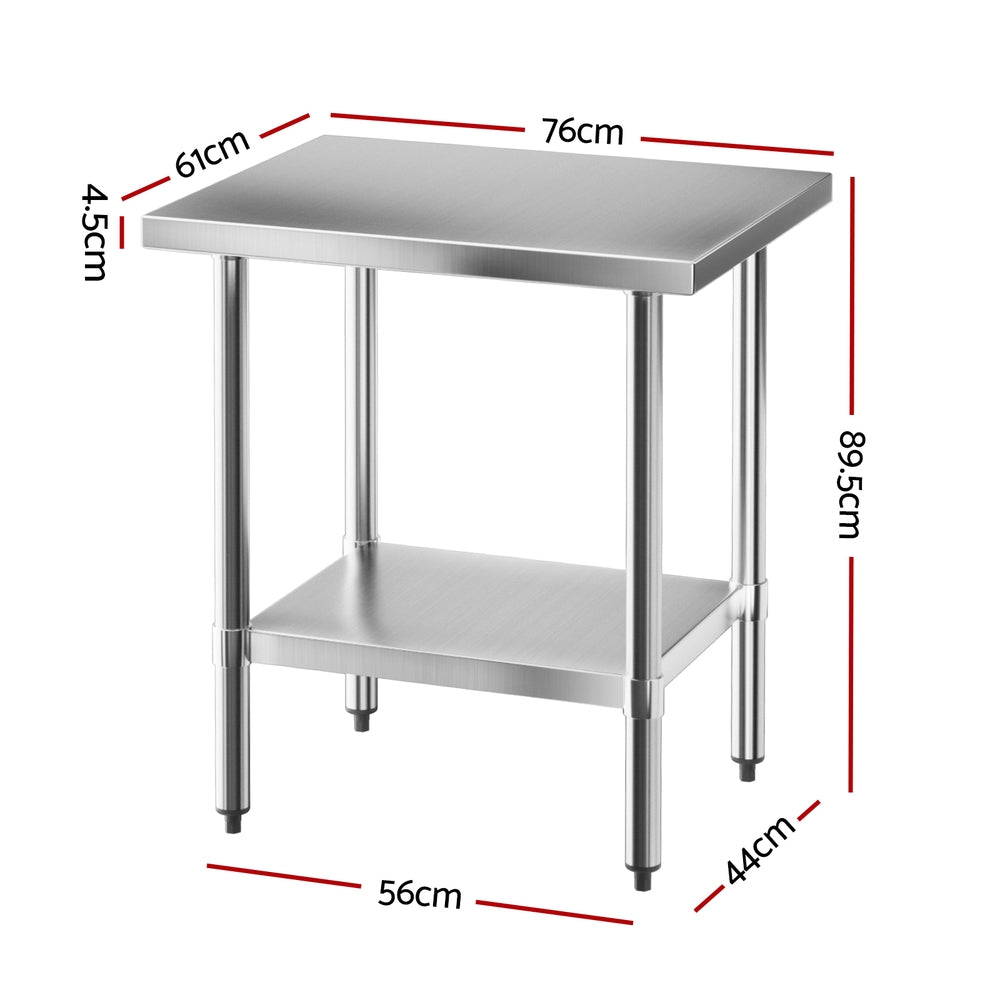Cefito Stainless Steel Kitchen Bench Work Table 610 x760MM 430-1