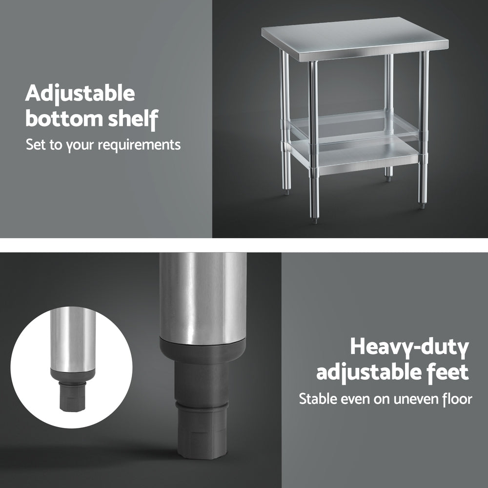 Cefito Stainless Steel Kitchen Bench Work Table 610 x760MM 430-5