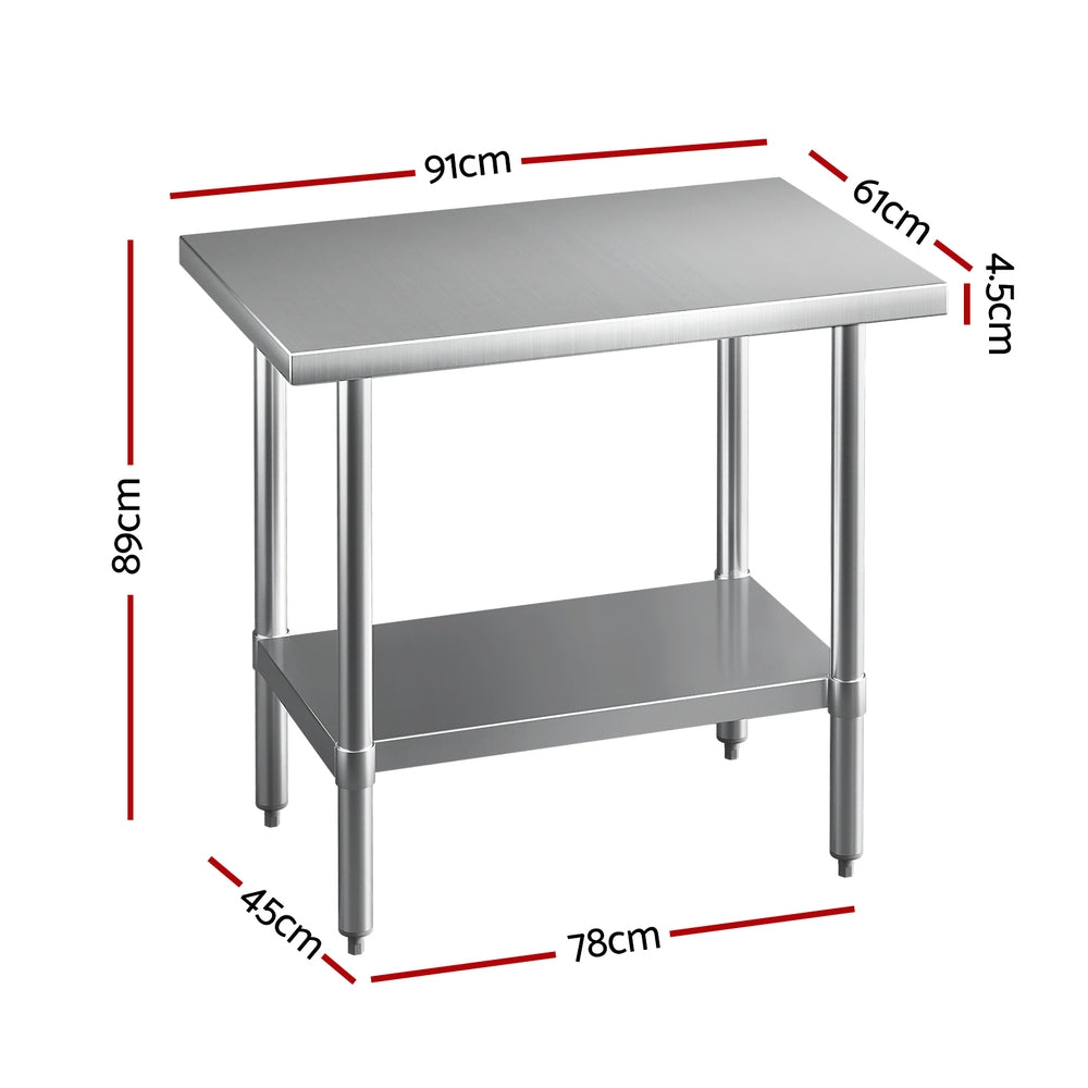 Cefito Stainless Steel Kitchen Benches Work Bench 910x610mm 430-1