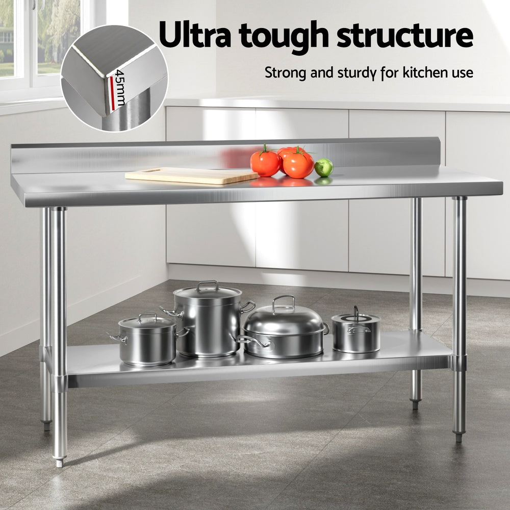 Cefito Stainless Steel  Kitchen  Bench w/ Splashback 1500x600MM 430-4