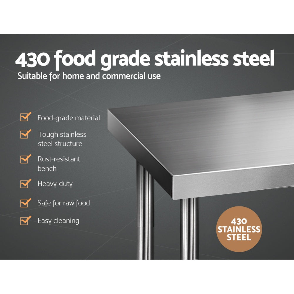 Cefito 1524x610mm Stainless Steel Kitchen Bench 430-2