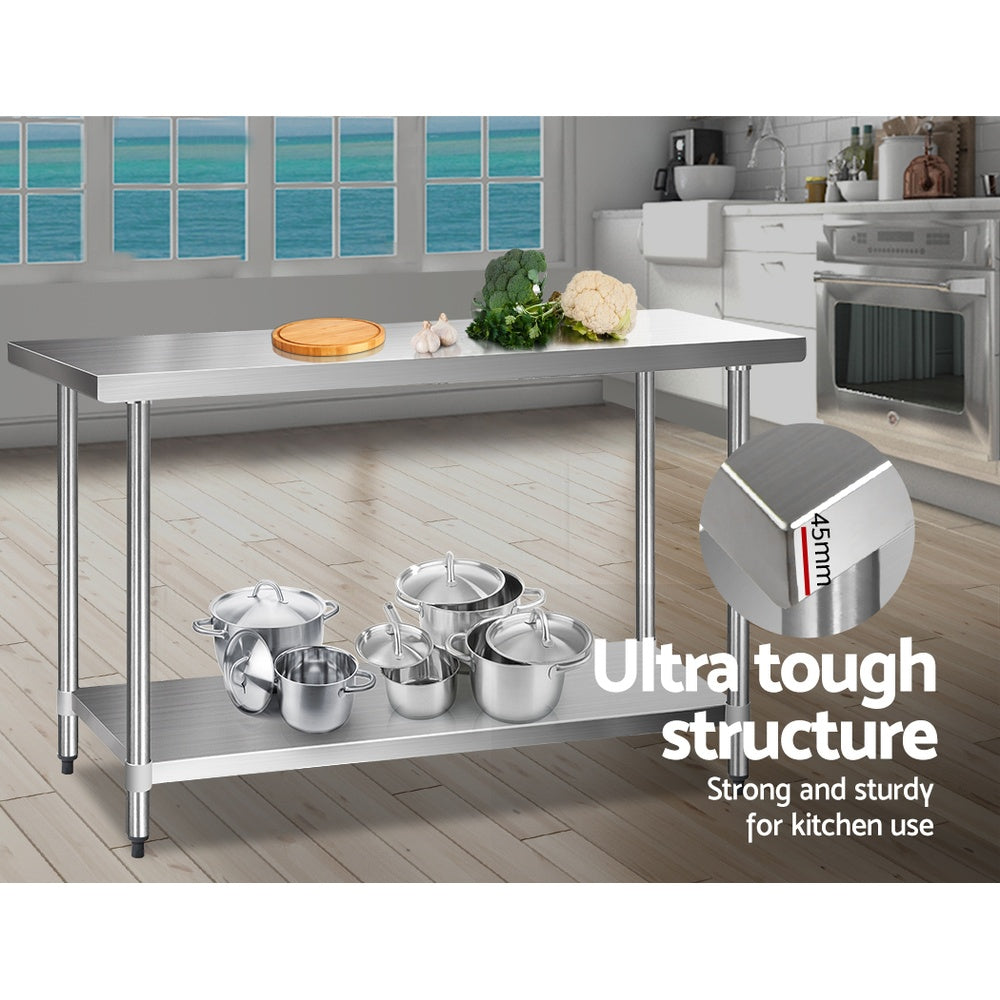 Cefito 1524x610mm Stainless Steel Kitchen Bench 430-3