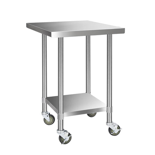 Cefito 760x760mm Stainless Steel Kitchen Bench with Wheels 430-0