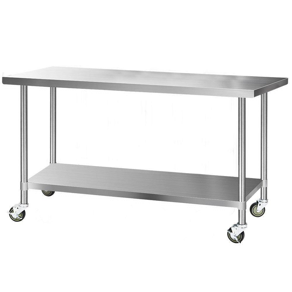 Cefito 1829x760mm Stainless Steel Kitchen Bench with Wheels 430-0