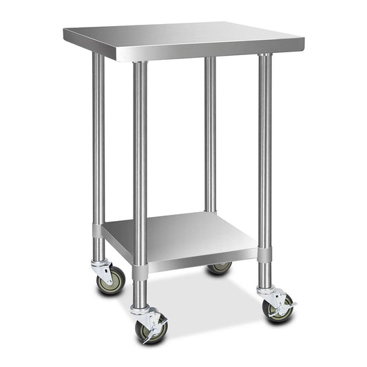 Cefito 610x610mm Stainless Steel Kitchen Bench with Wheels 430-0