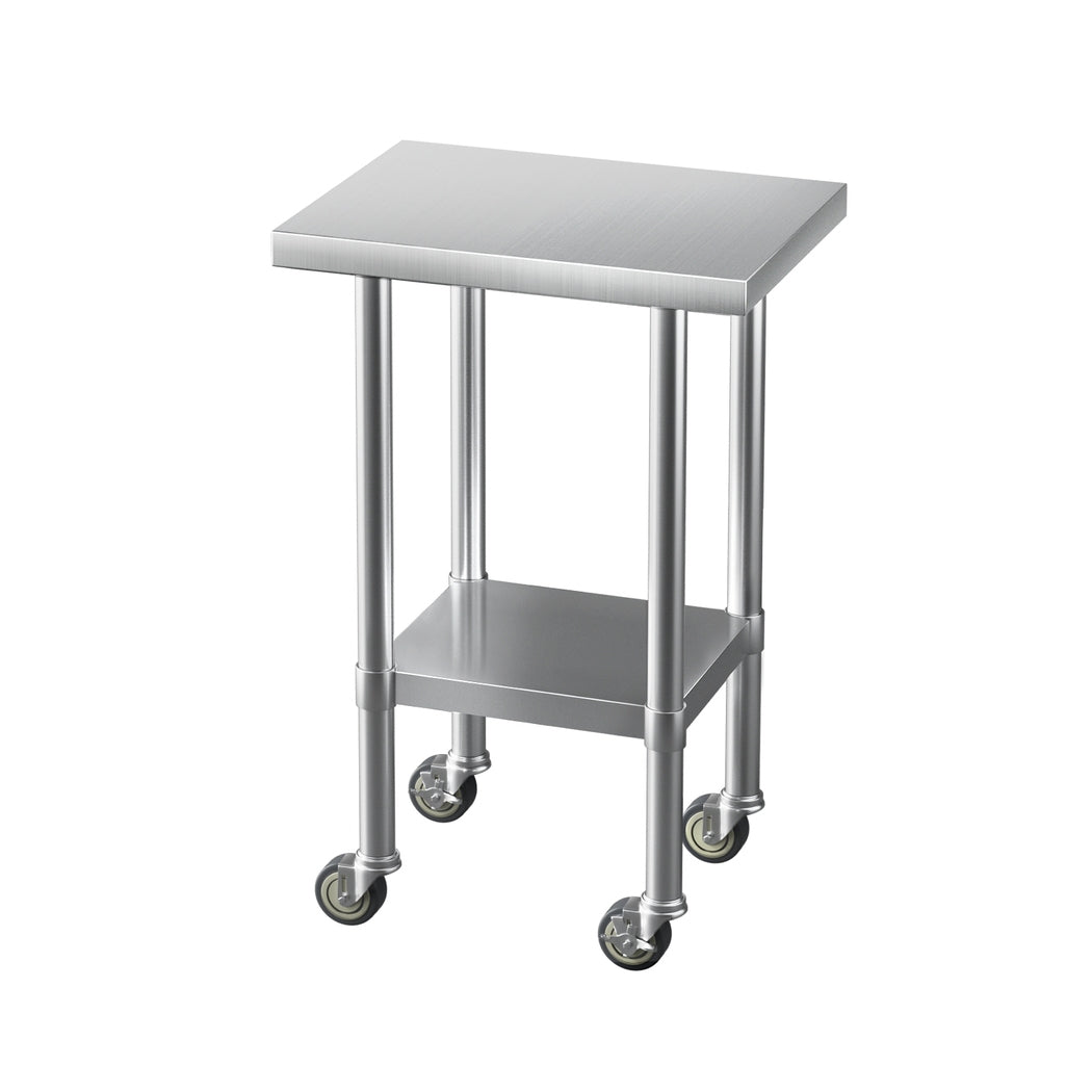 Cefito Stainless Steel Kitchen Benches Work Bench Wheels 61X46CM 430-2