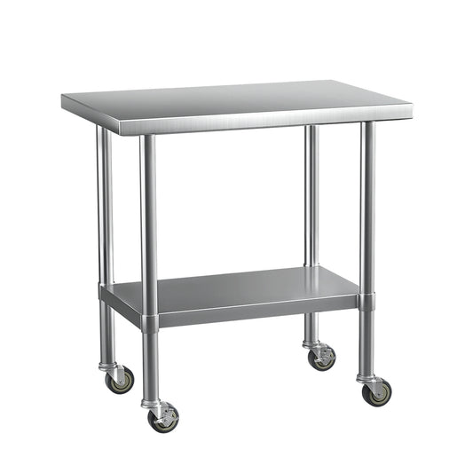 Cefito Stainless Steel Kitchen Benches Work Bench Wheels 91X61CM 430-0