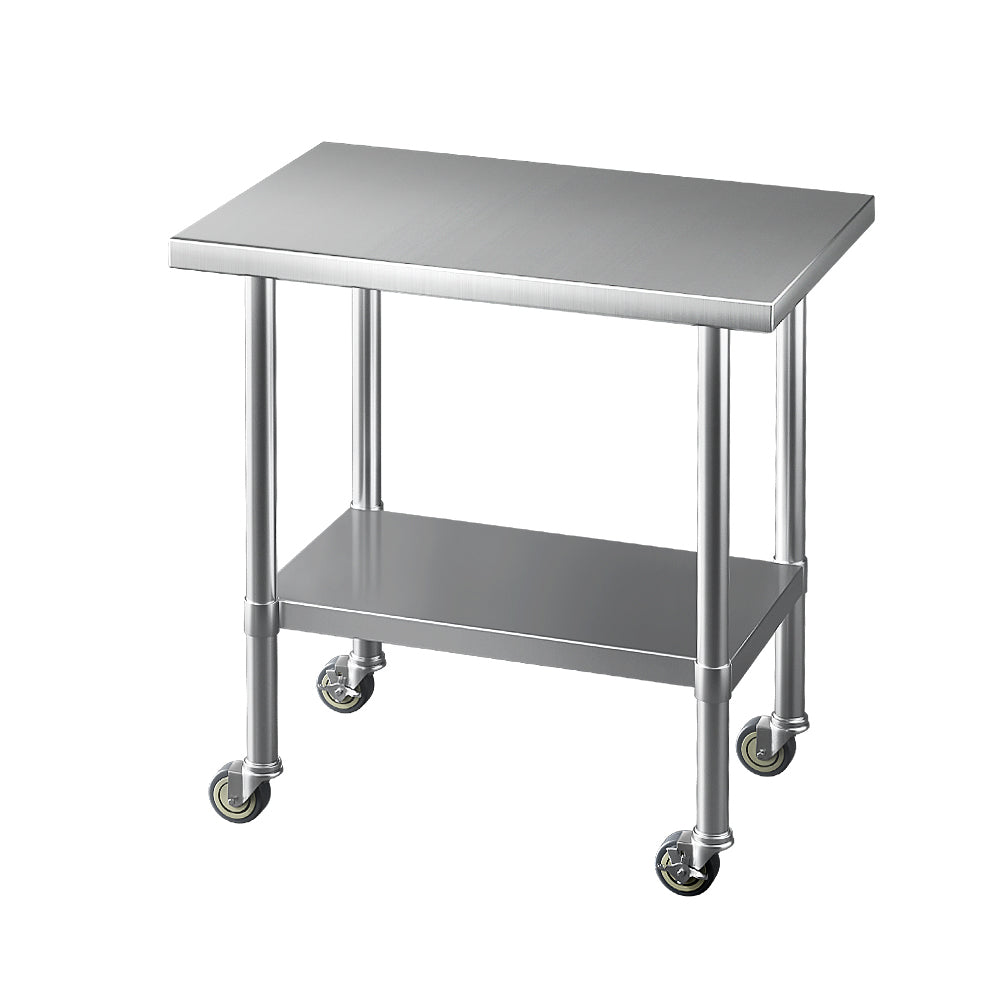Cefito Stainless Steel Kitchen Benches Work Bench Wheels 91X61CM 430-2