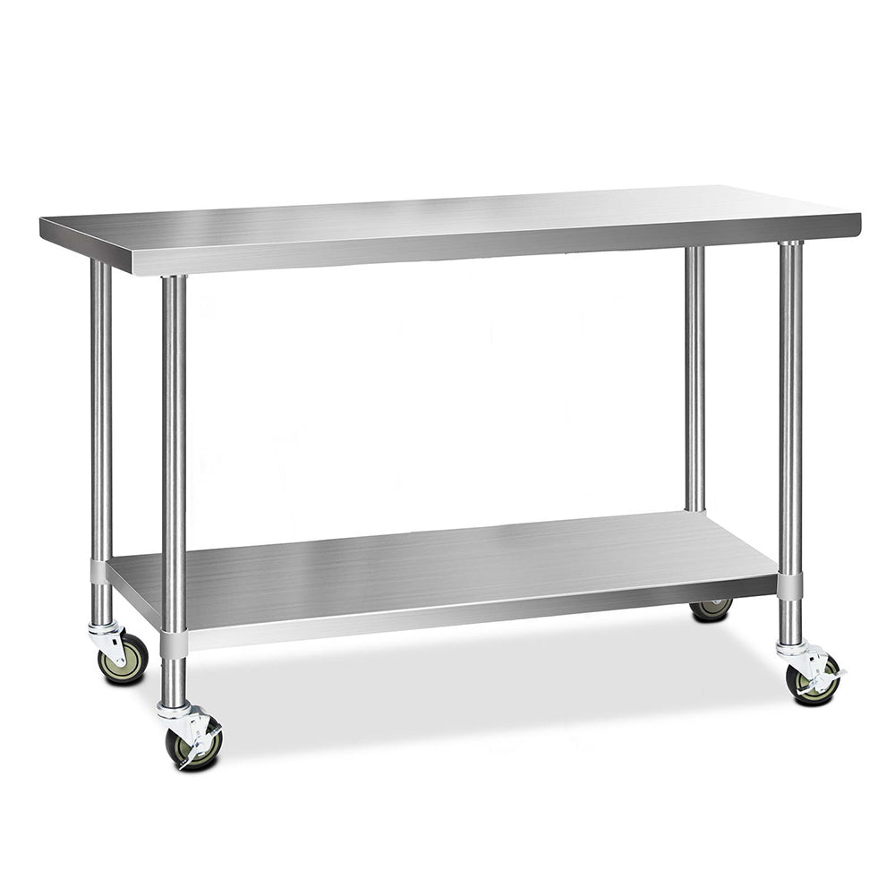 Cefito 1524x610mm Stainless Steel Kitchen Bench with Wheels 430-0