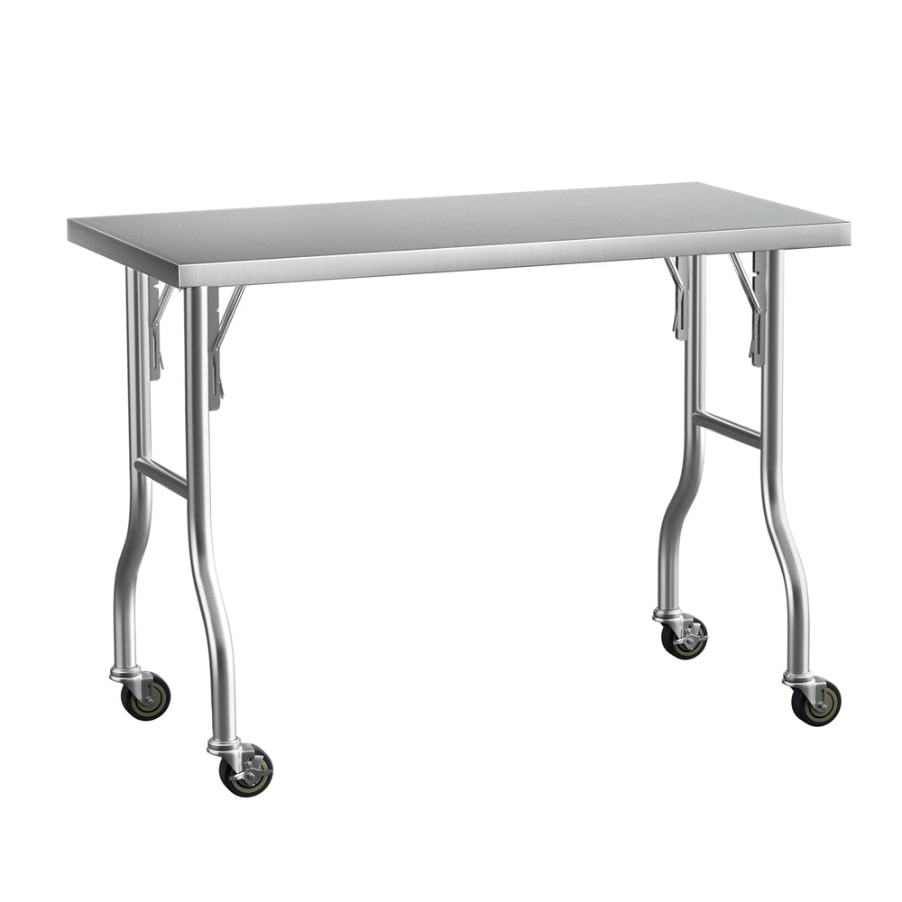 Cefito Stainless Steel Kitchen Benches Work Bench Wheels 122X61CM 430-0