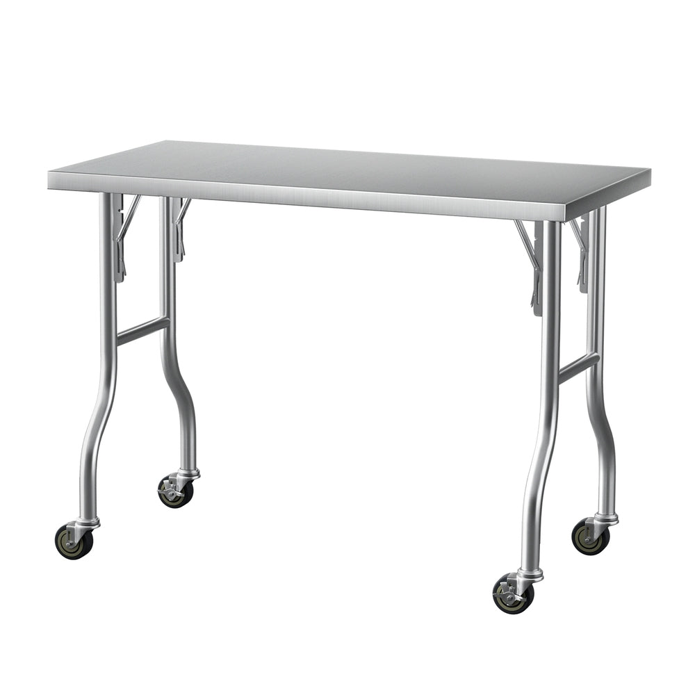 Cefito Stainless Steel Kitchen Benches Work Bench Wheels 122X61CM 430-2