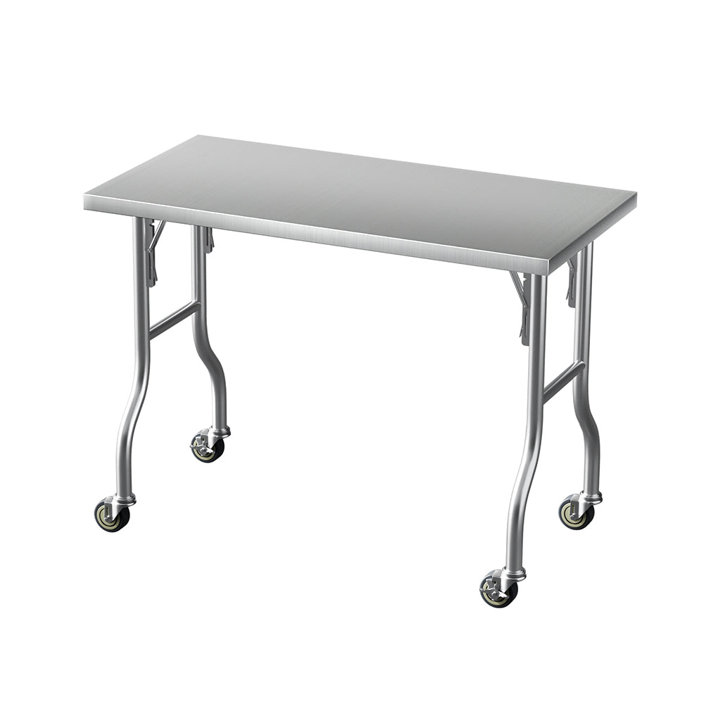 Cefito Stainless Steel Kitchen Benches Work Bench Wheels 122X61CM 430-3