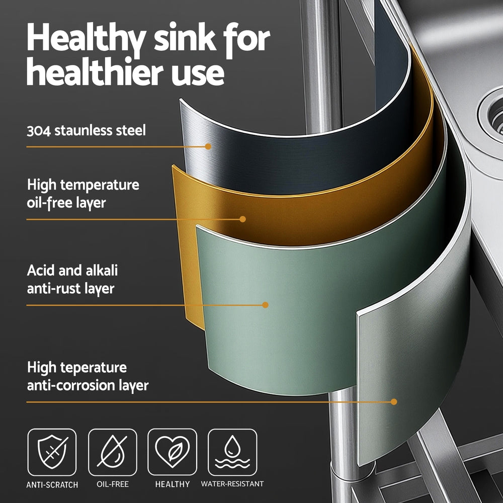 Cefito Stainless Steel Kitchen Bench Work Table with Sink Splashback 120cm-5